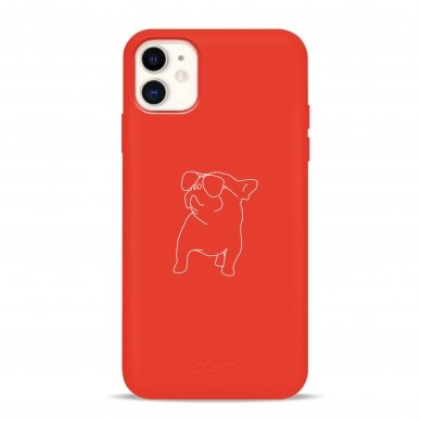 iPhone 11 dėklas Pump Silicone Minimalistic "Pug With"