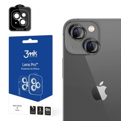 Apple iPhone 15 Plus apsauginis stikliukas kamerai 3mk Lens Pro juodas