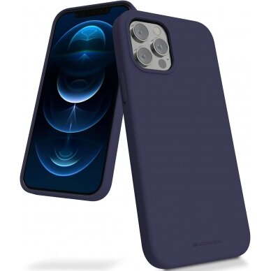 Apple iPhone 15 Pro dėklas Mercury Silicone Case tamsiai mėlynas