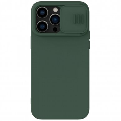 Apple iPhone 15 Pro Max dėklas Nillkin CamShield Silky Silicone tamsiai žalias