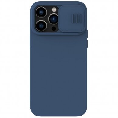 Apple iPhone 15 dėklas Nillkin CamShield Silky Silicone tamsiai mėlynas