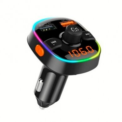 FM moduliatorius automobiliui BC52LQ (RGB LED, QC 3.0, micro SD, laisvų rankų įranga)