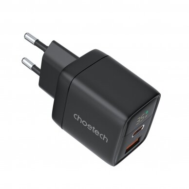 Įkroviklis Choetech PD6052 USB-C/USB-A PD35W GaN juodas