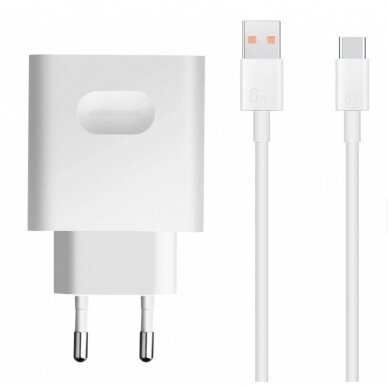 Įkroviklis Huawei 66W 6A USB-A HW-110600E02 + USB-C cable baltas