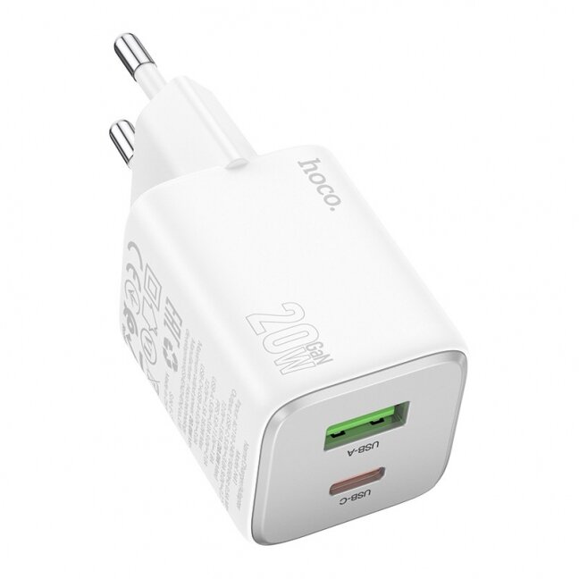 Įkroviklis Hoco N41 USB-A/USB-C PD20W+QC3.0 baltas