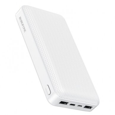 Išorinė baterija Power Bank Borofone BJ3A Type-C microUSB 2*USB (2A) 20000mAh balta