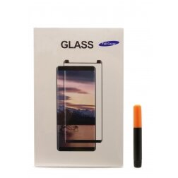 Samsung S22 Ultra LCD apsauginis stikliukas M1 5D UV Glue lenktas skaidrus