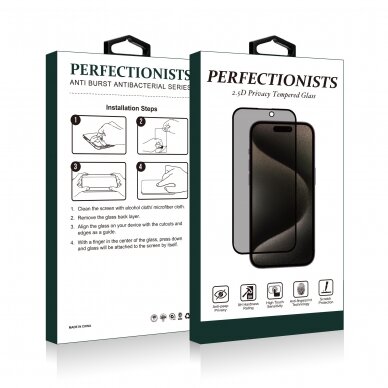 Apple iPhone 14/13/13 Pro LCD apsauginis stikliukas 2.5D Privacy Perfectionists juodas