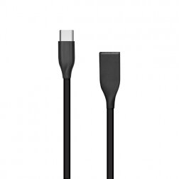 Silikoninis kabelis USB - USB Type C (juodas, 2m)