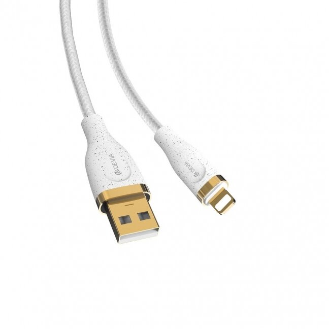 USB kabelis Devia Star Series Woven Lightning 1.5m baltas